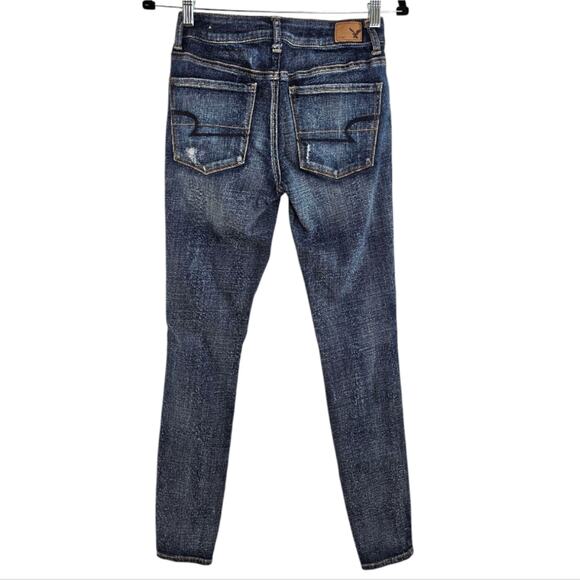 American Eagle Outfitters Hi Rise Jeggings Distressed Medium Wash Size 2 - Picture 6 of 6